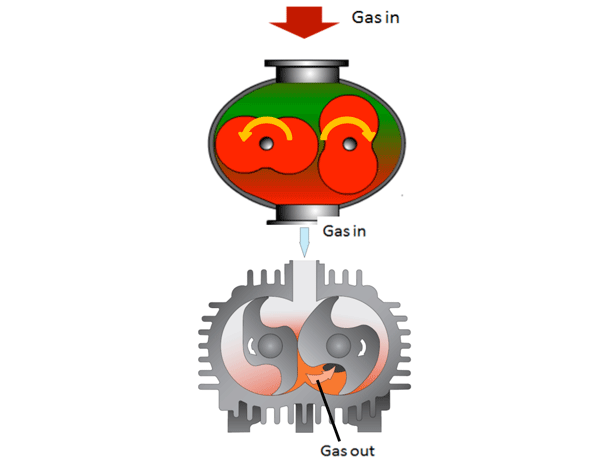 شکل 7- سطح مقطع پمپ روتس