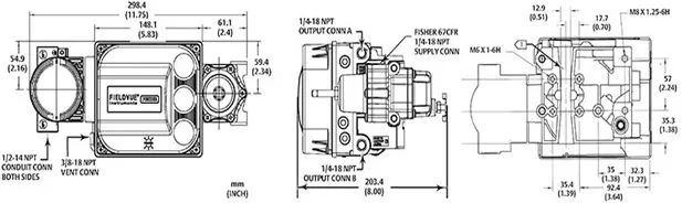 Fisher-valve-controller (1)_11zon ابعاد و مونتاژ کنترل کننده ولو