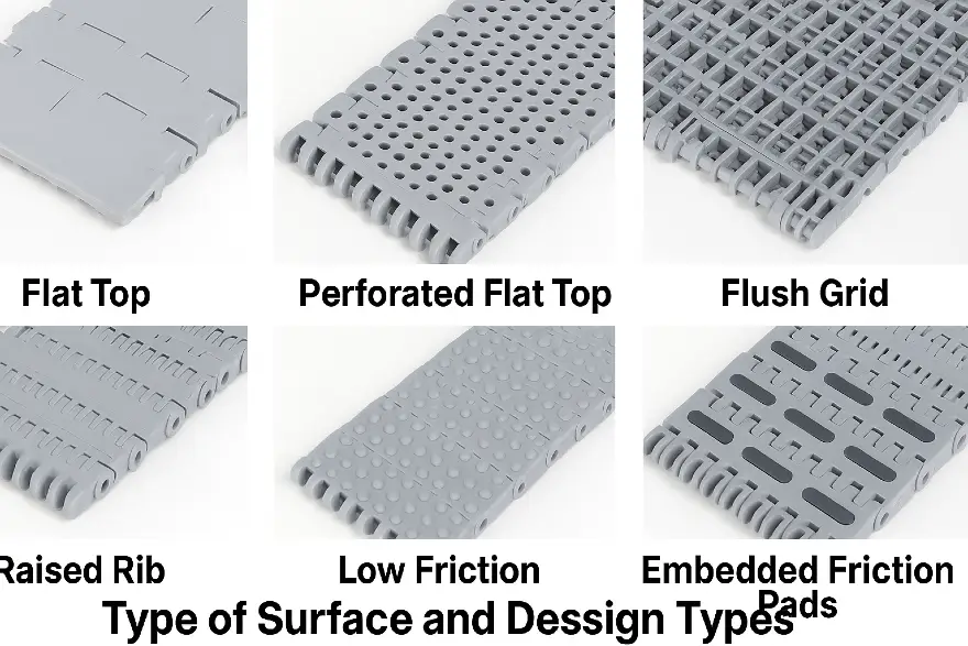 types of modular belt انواع طراحی تسمه نقاله مدولار
